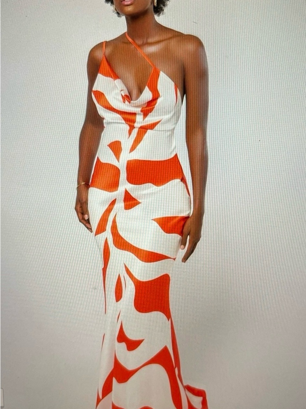 Hanifa Lola Gown – Orange & White Abstract Maxi Dress – Sz -XL